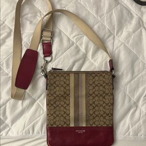 Vintage Coach brown and red crossbody